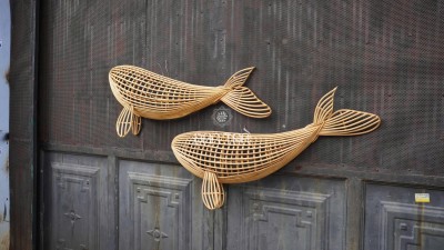Rattan Dolphin Pendant Light