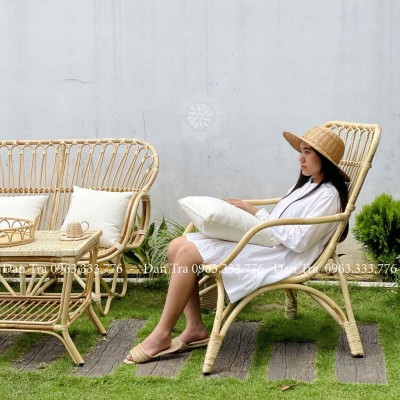 Vintage Serenity Rattan Lounge Chair