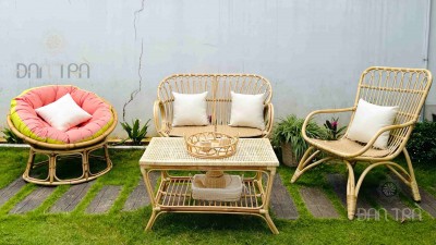 Vintage Serenity Rattan Lounge Chair