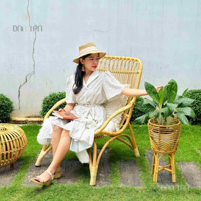 Vintage Serenity Rattan Lounge Chair