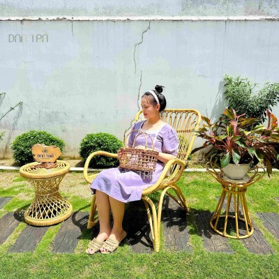 Vintage Serenity Rattan Lounge Chair