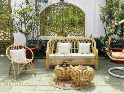 Rustic Rattan Sofa Collection