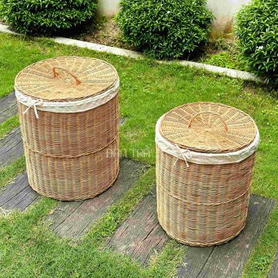 Natural Rattan Storage Basket with Lid