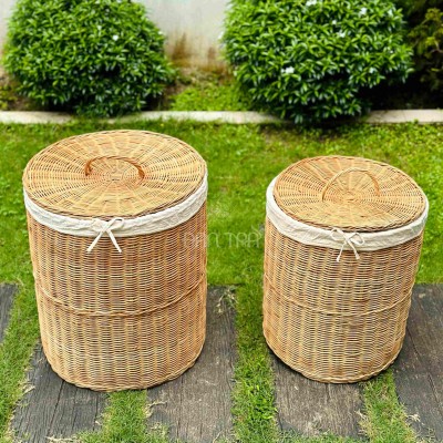 Natural Rattan Storage Basket with Lid