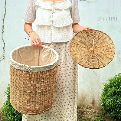 Natural Rattan Storage Basket with Lid