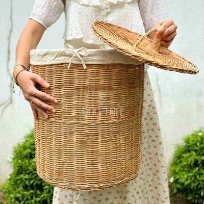 Natural Rattan Storage Basket with Lid